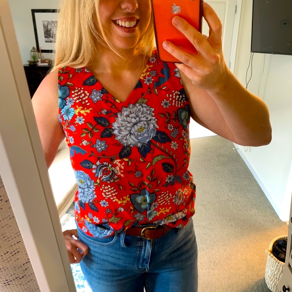 Loft V Neck Floral Print Blouse